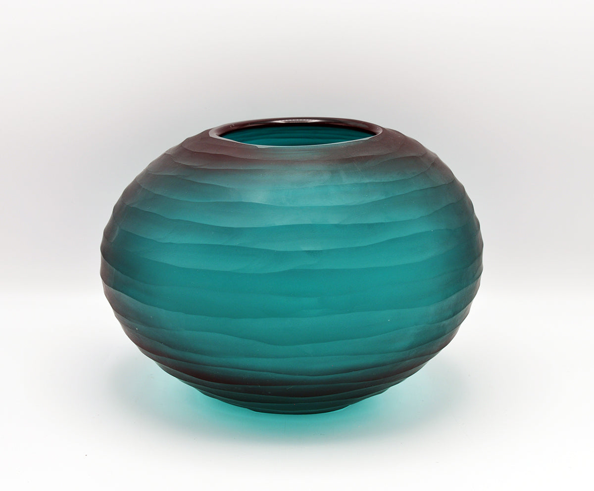 O4HOME — Gesneden vaas, aqua, glas