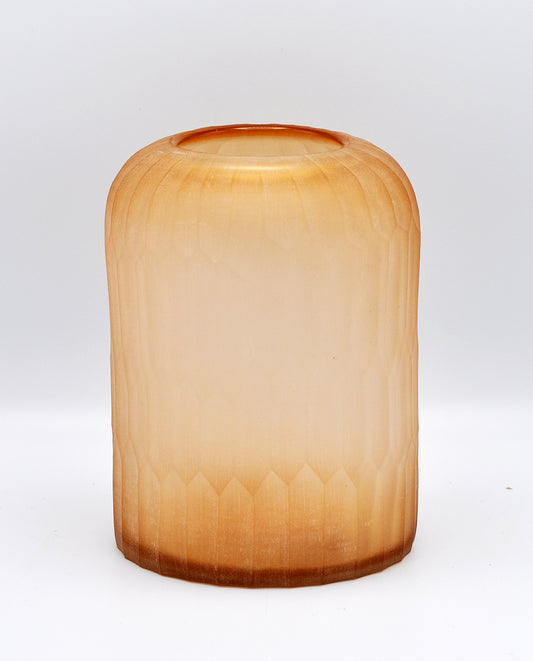 O4HOME — Gesneden cylinder vaas, amber S, glas