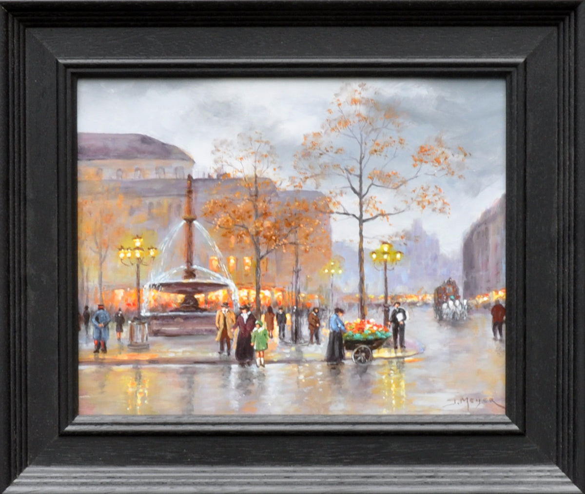 Janny Meyer — Parisian Fountain, olieverf op paneel