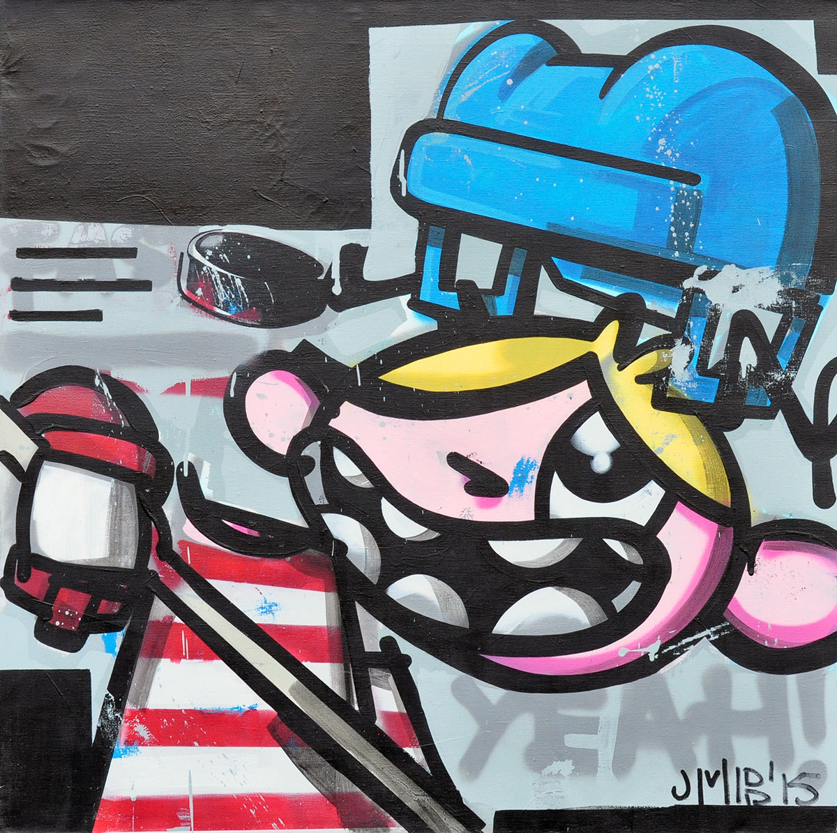 Jerry van der  Bol — Puck to the face, acryl op linnen