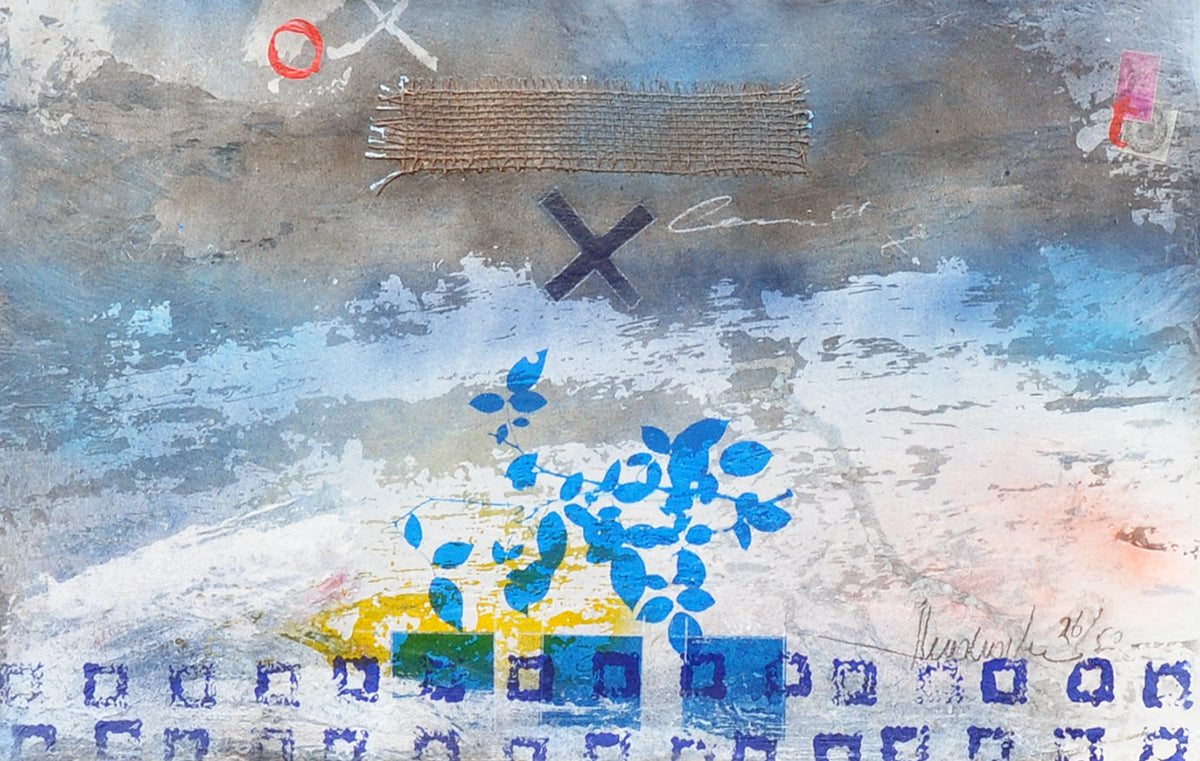 Theo Koster — Traces 6 (op alu frame), zeefdruk