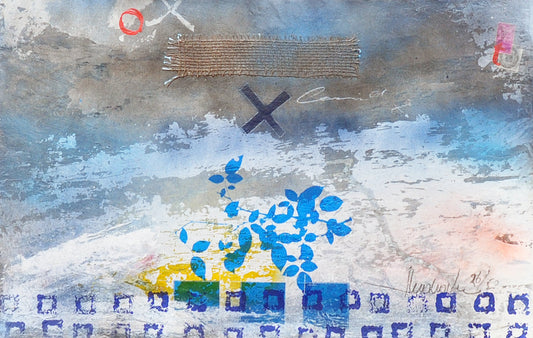 Theo Koster — Traces 6 (op alu frame), zeefdruk