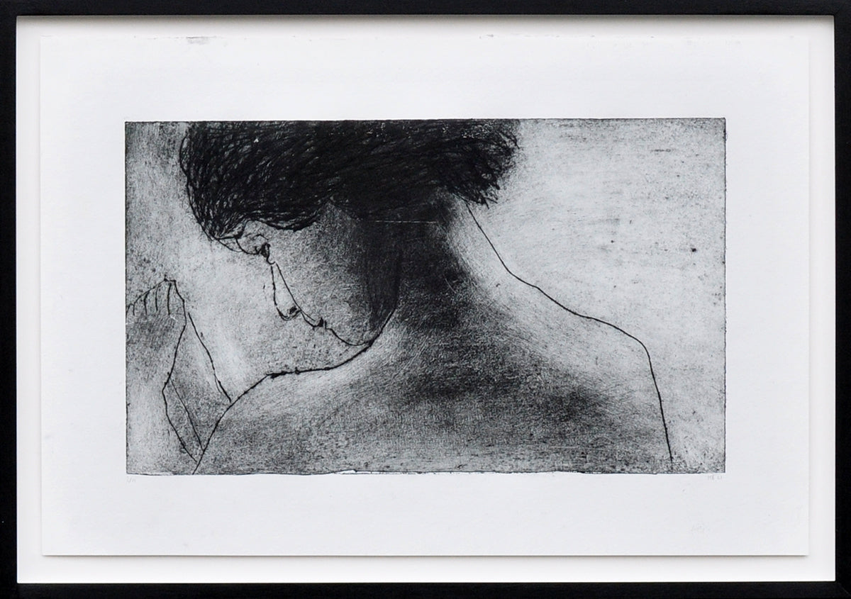 Krin Rinsema — Overdenken, droge naald ets (museumglas)