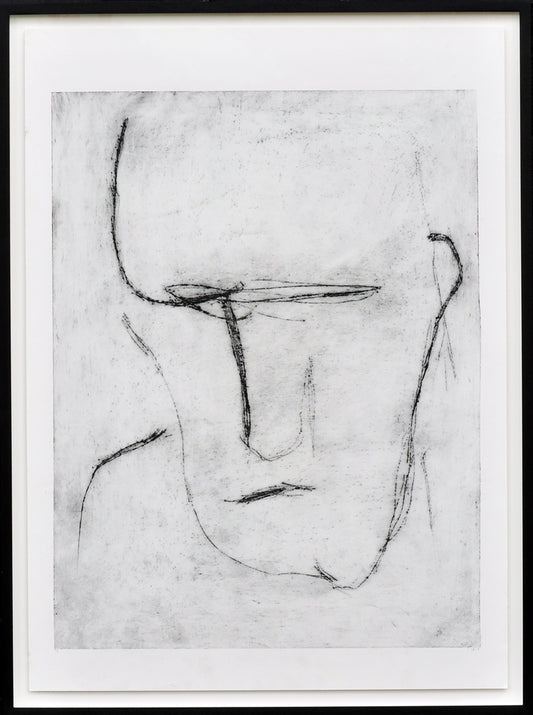 Krin Rinsema — Markante kop, droge naald ets (museumglas)