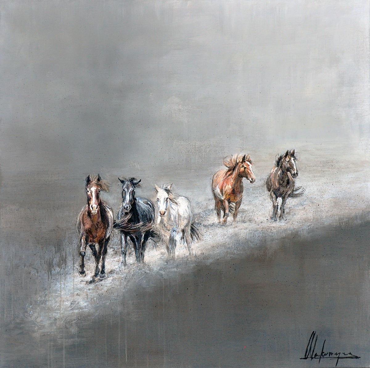 Annabelle Lanfermeijer — Colorful horses, gemengde techniek