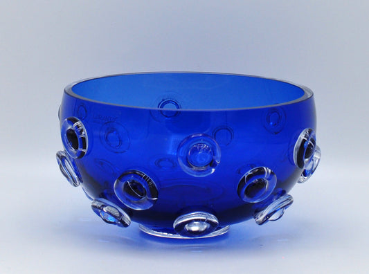 Loranto — Kom met noppen, blauw, glas