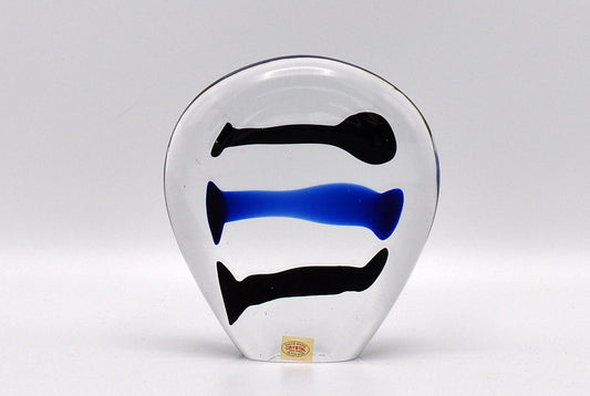 Loranto — Disc plat, blauw/zwart streep, glas