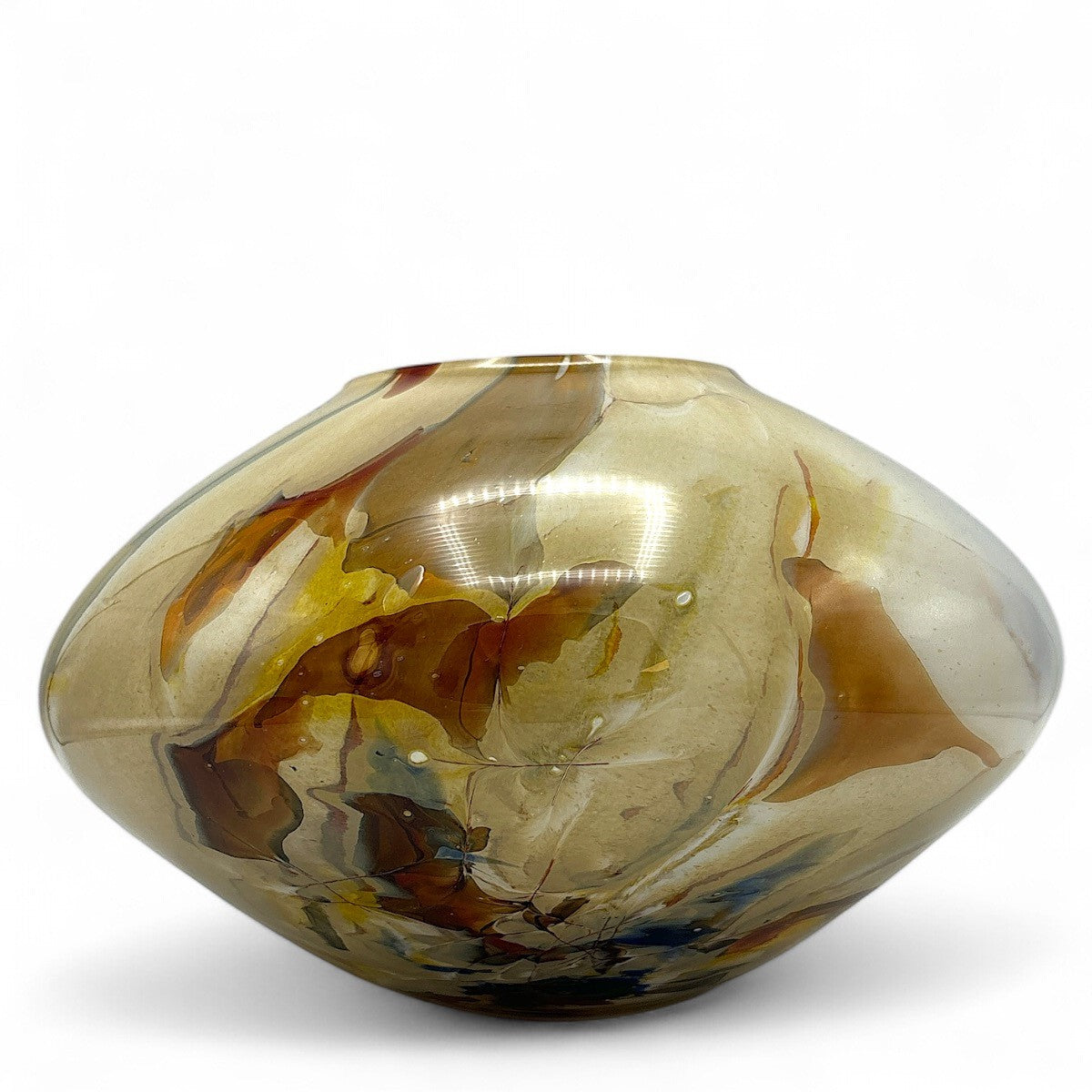 Loranto — Linea, vaas beige-multicolor, laag-breed, glas