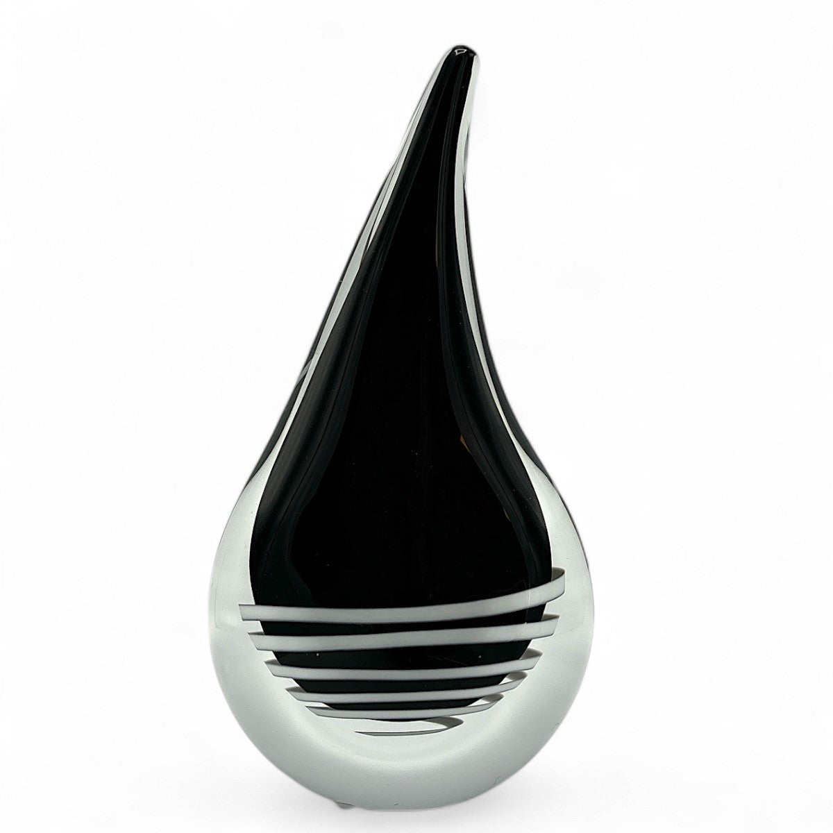 Loranto — Druppel plat L zwart-witte spiraal, glas
