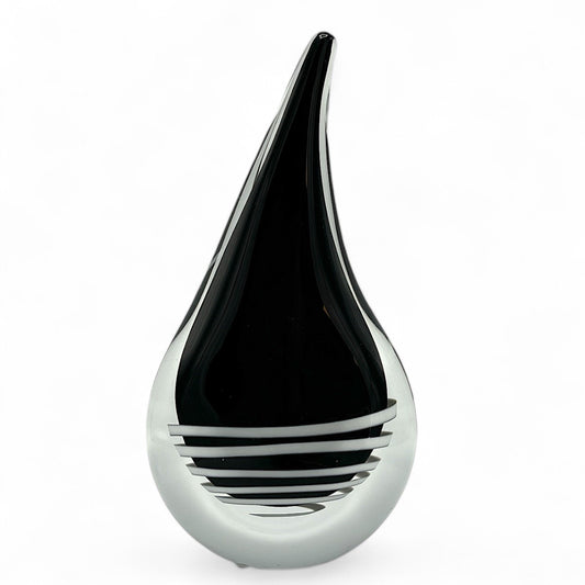 Loranto — Druppel plat L zwart-witte spiraal, glas