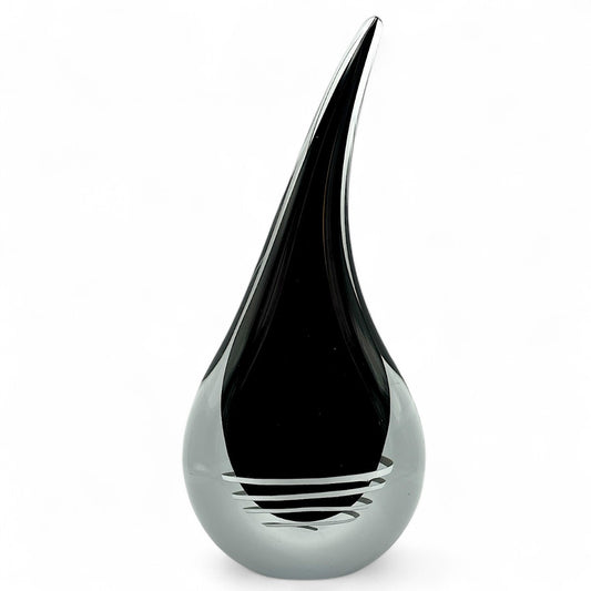 Loranto — Druppel plat XL zwart-witte spiraal, glas