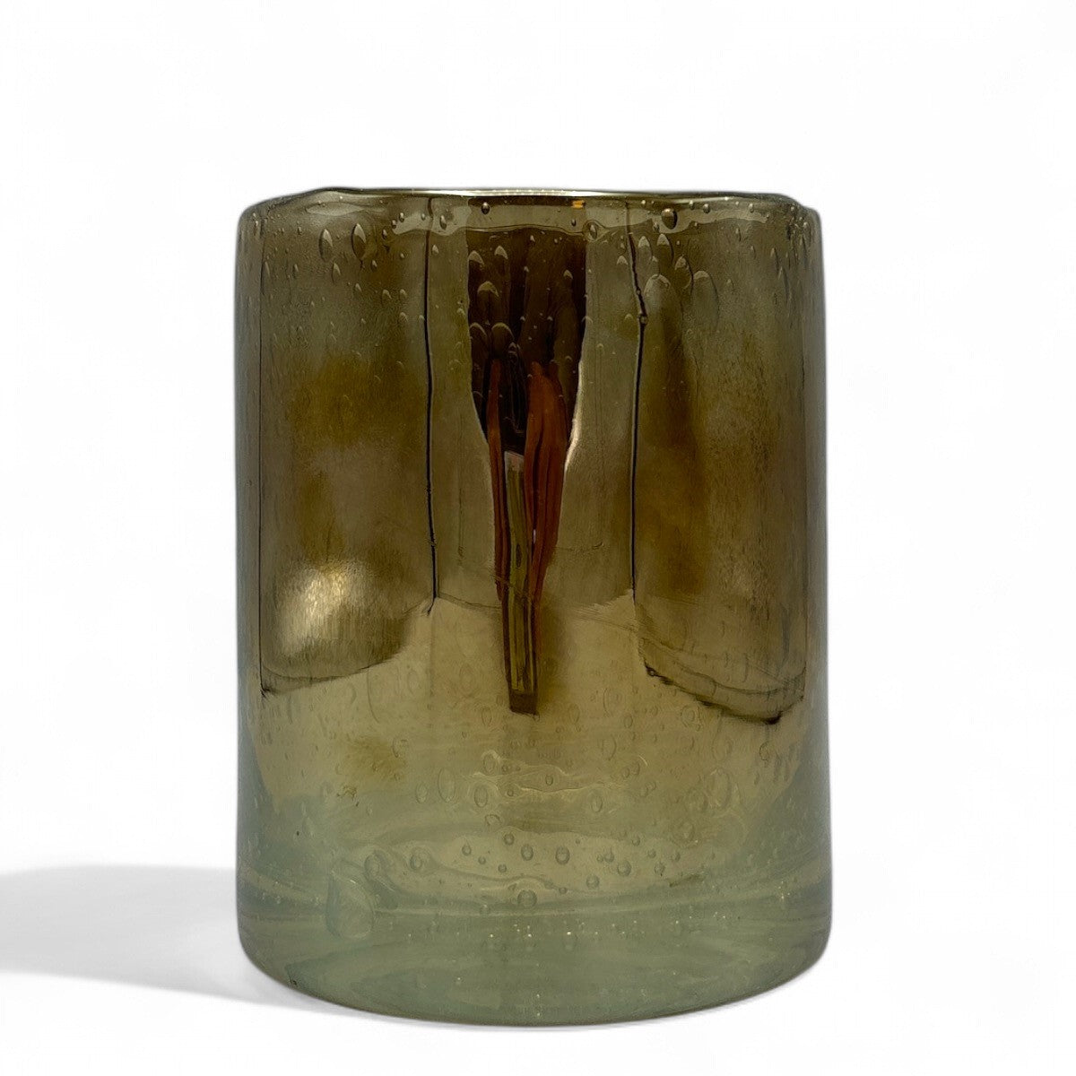 Loranto — Robuust, cilinder vaas klein, amber, glas