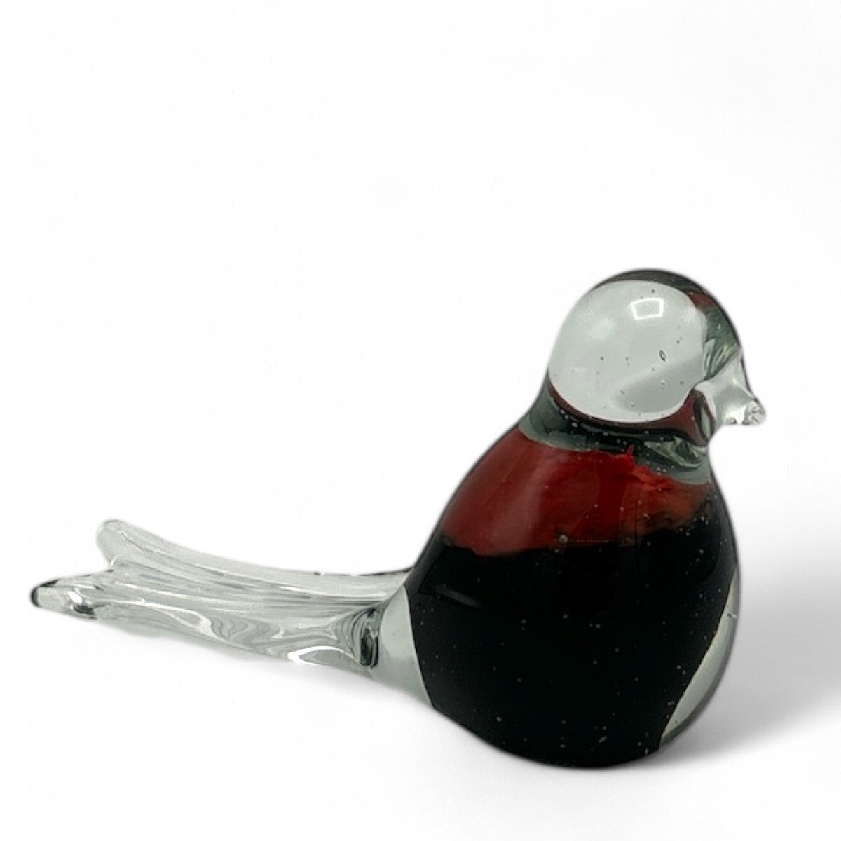 Loranto — Vogel, zwart met rode kraag, glas