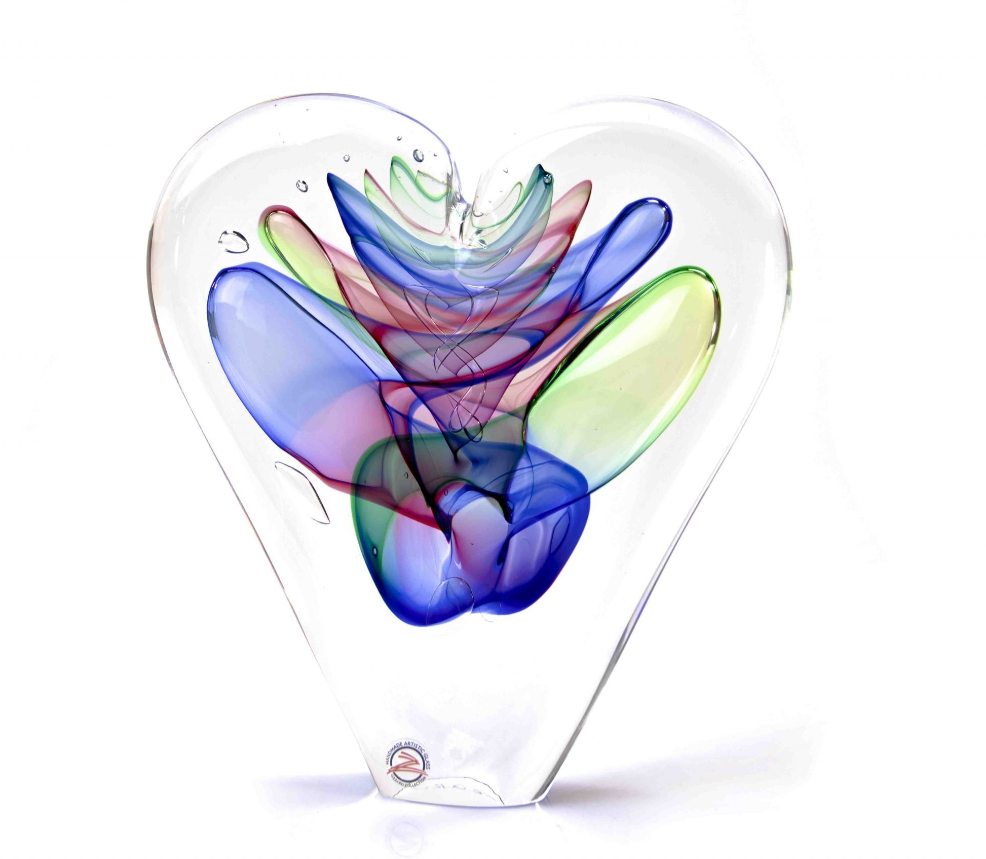 Loranto — Hart, klein rood-groen-blauw, glas