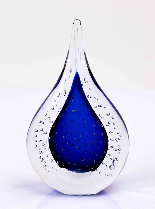 Loranto — Druppel plat klein, blauw, glas