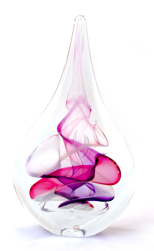 Loranto — Druppel plat groot, paars-roze-wit, glas