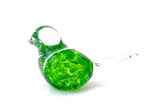 Loranto — Vogel, groen met luchtbellen, glas