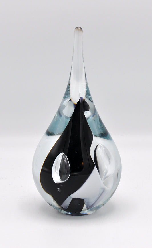 Loranto — Druppel rond, groot zwart-wit, glas