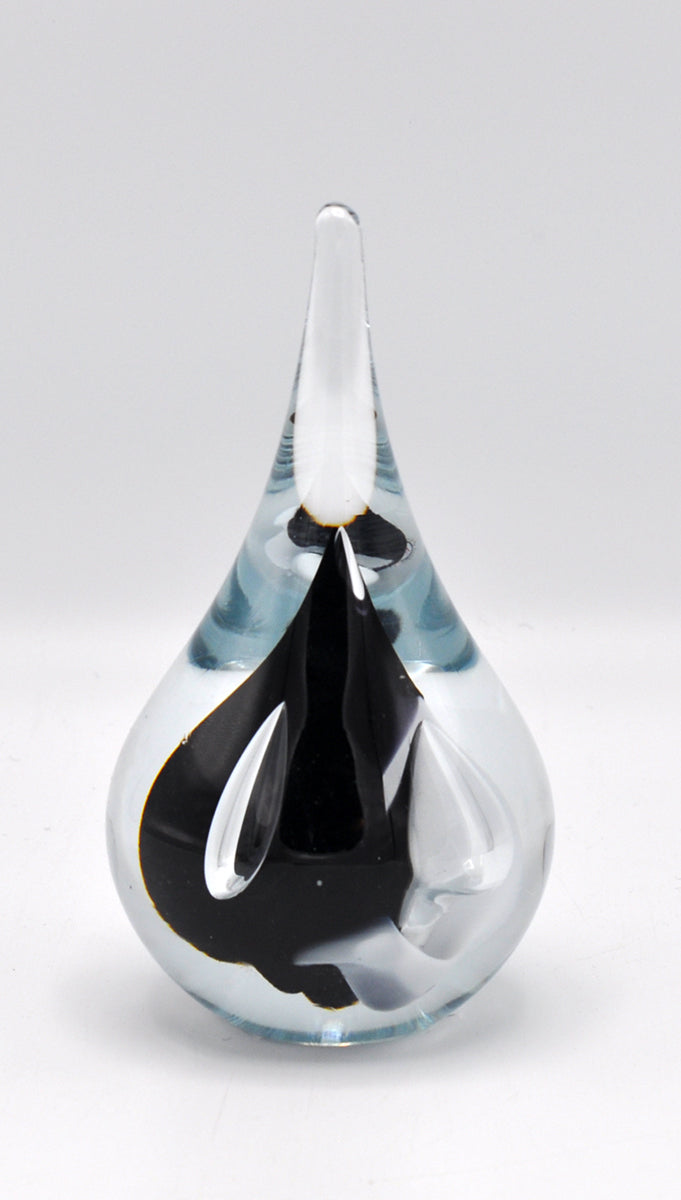 Loranto — Druppel rond, klein zwart-wit, glas