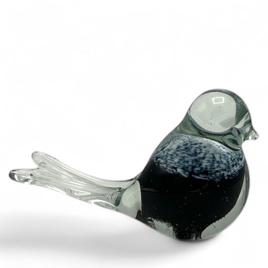 Loranto — Vogel, zwart met witte stippen, glas