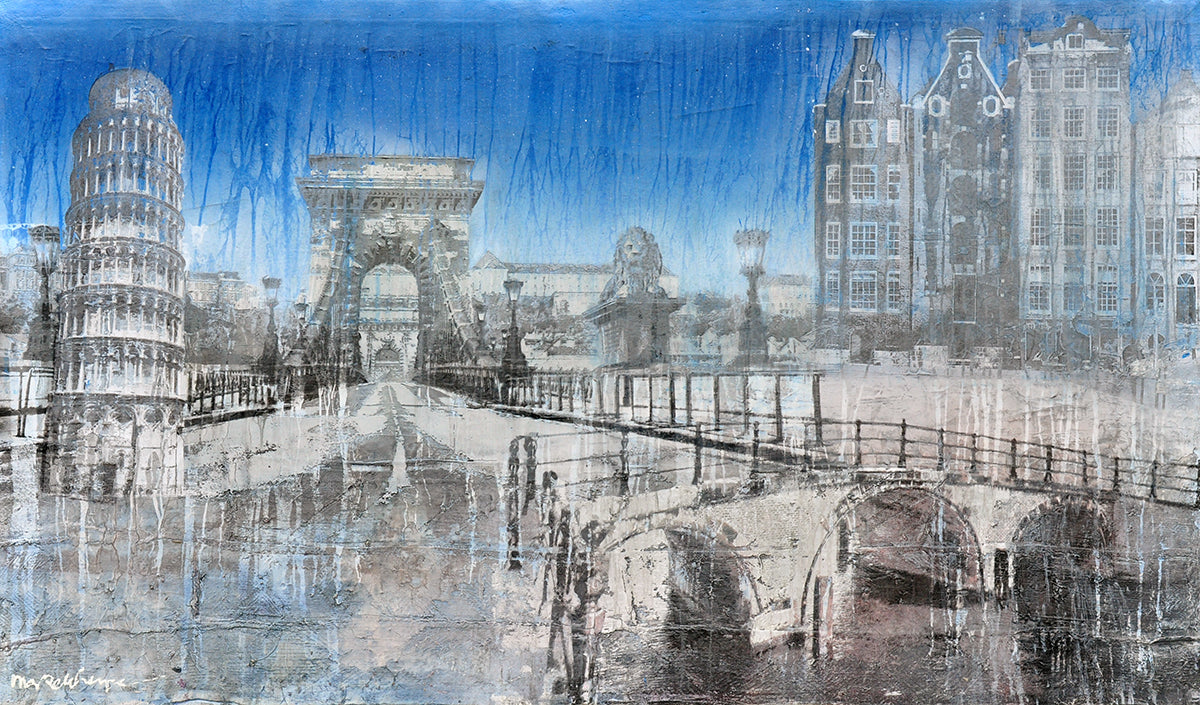 Marq — Bridges in Pisa, mixed media