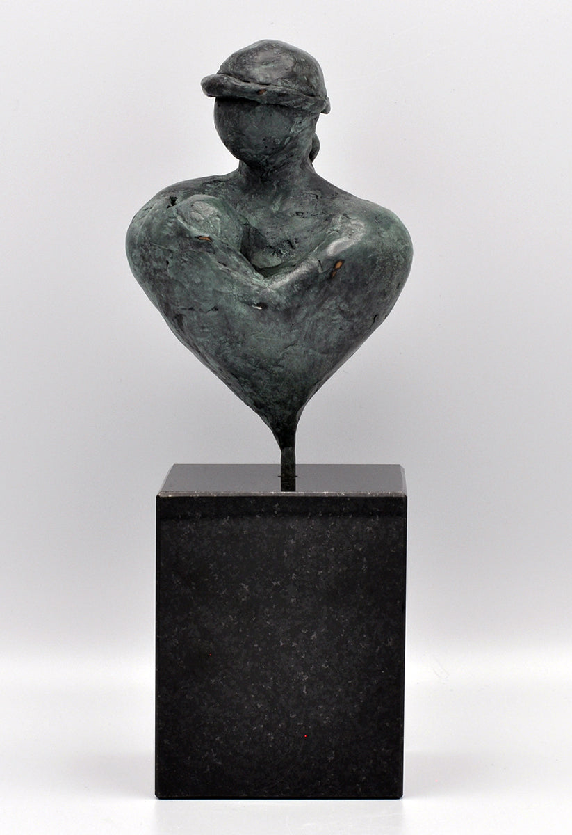 Mary Treu — Moeder en kind, groen, brons (incl. sokkel)
