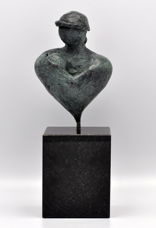 Mary Treu — Moeder en kind, groen, brons (incl. sokkel)