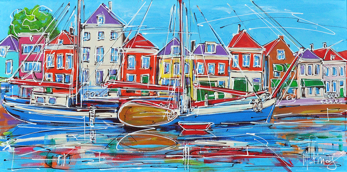 Mathias Schilder — Aan de gracht, acryl op linnen