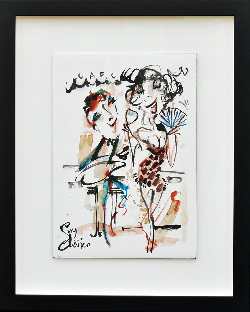 Guy Olivier — Cafe du Soir, origineel in museumglas