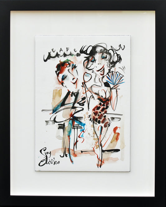Guy Olivier — Cafe du Soir, origineel in museumglas