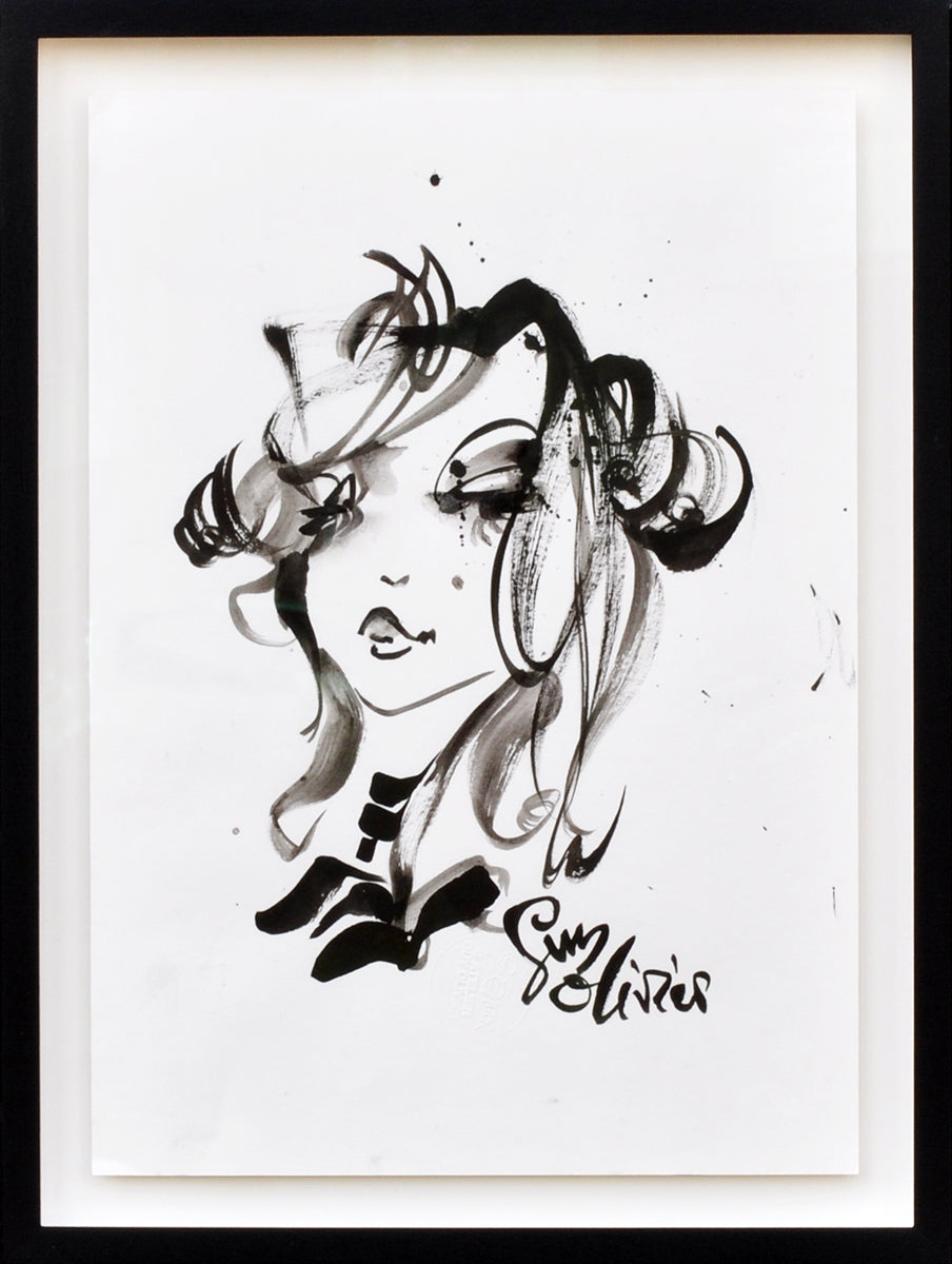 Guy Olivier — Poser, acryl op papier (in museumglas)