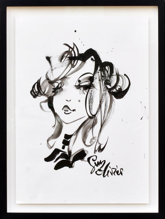 Guy Olivier — Poser, acryl op papier (in museumglas)