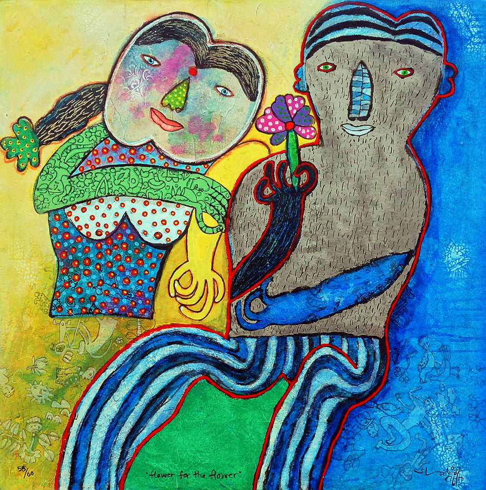 Shahid Parvez — Flower for the flower (op alu frame), zeefdruk