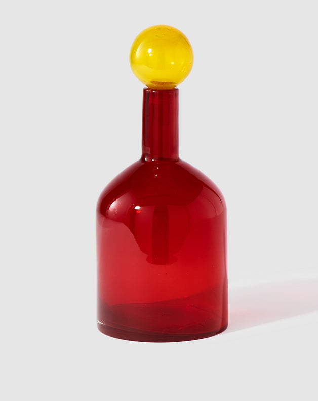 Pols Potten — Bubbles en Bottles, rood-geel, low, glas