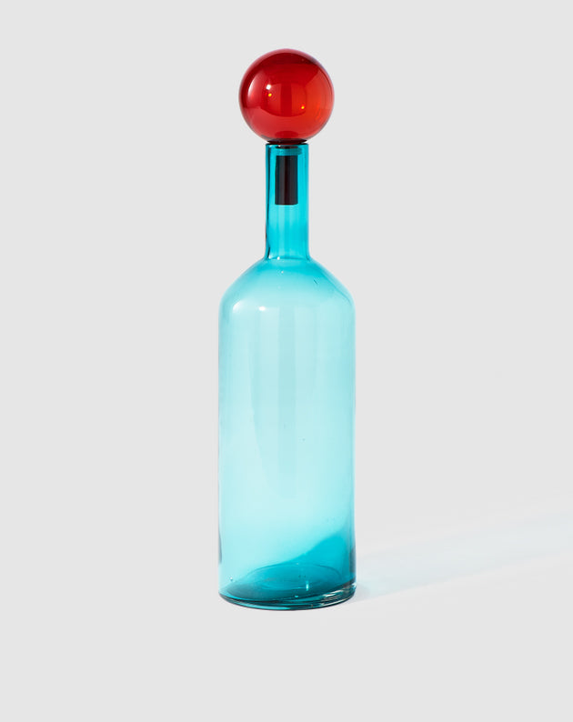 Pols Potten — Bubbles en Bottles, aquablauw-rood, high, glas