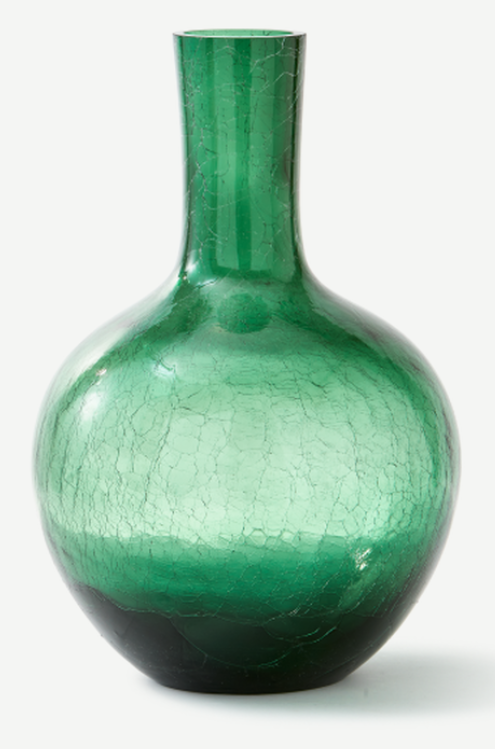 Pols Potten — Gecraqueleerde bolvaas, groen L, glas
