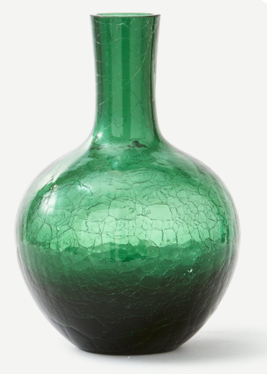Pols Potten — Gecraqueleerde bolvaas, groen S, glas