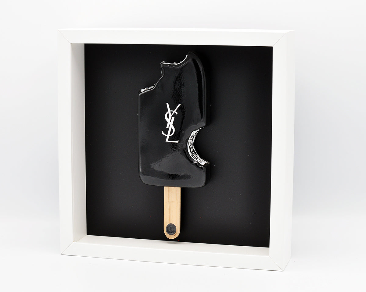 Snek — Yves Saint Laurent, black with white bite, keramiek