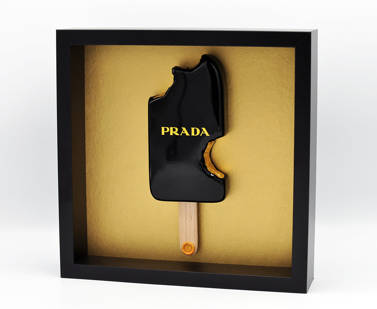 Snek — Prada, black with gold bite, keramiek
