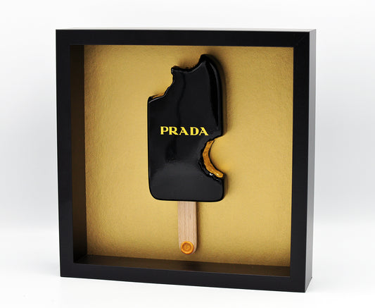 Snek — Prada, black with gold bite, keramiek