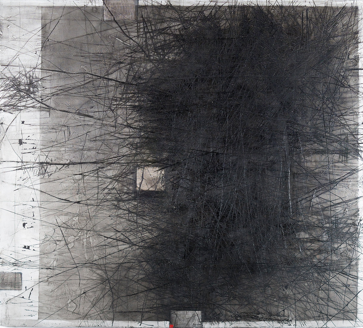 Suus Kooijman — Black scrape 2, mixed media