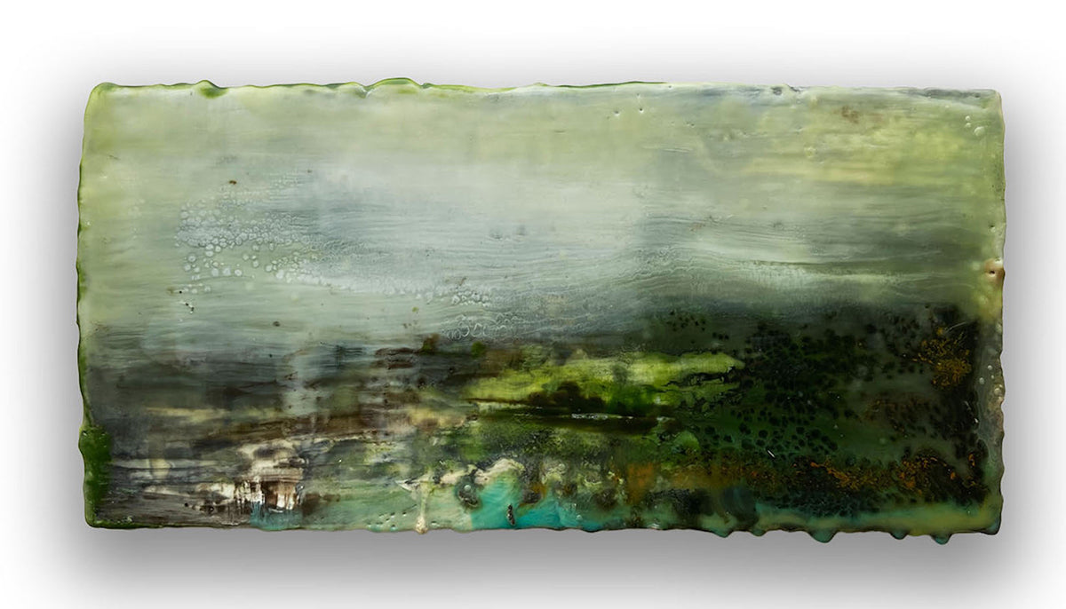 Suus Kooijman — Green field, encaustic op paneel