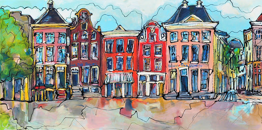 Janet Timmerije — Groninger Markt, acryl op linnen