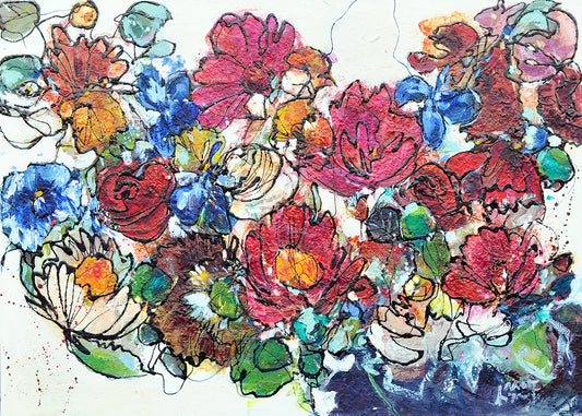 Janet Timmerije — Bunch of flowers, acryl op linnen