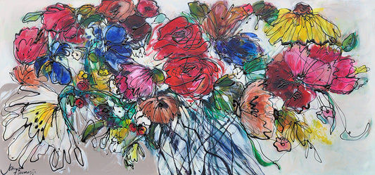 Janet Timmerije — Bunchaflowers, acryl op linnen