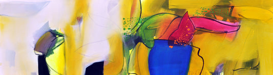Pieter Vermeulen — Blauwe vaas, acryl op linnen